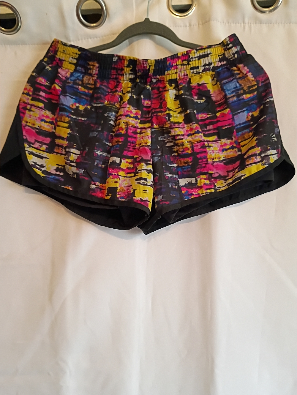 Jilian Michaels Women’s Black Athletic Shorts with Vibrant Print